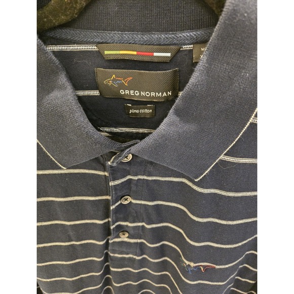 Nautica Men's L Navy Blue Striped Polo Classic Preppy Nautical Casual Shirt - Picture 1 of 7